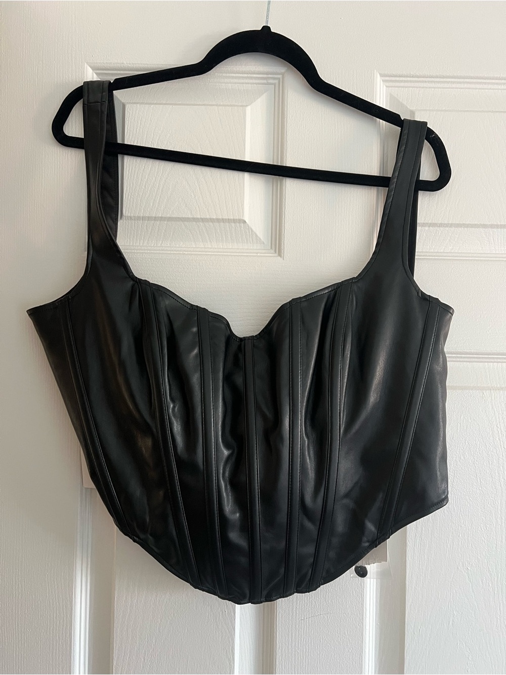 Bardot Black Faux Leather Corset-Style Tank